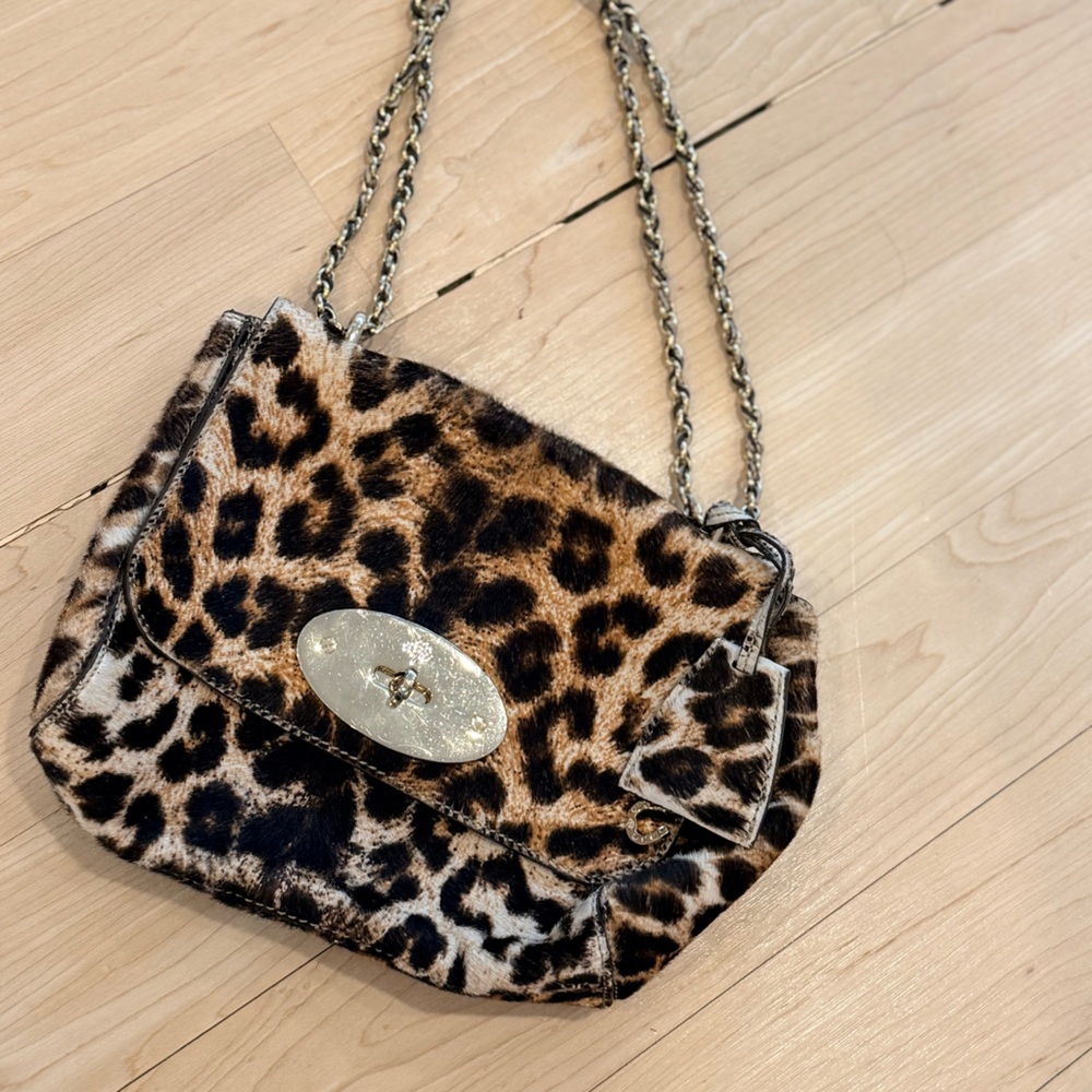 Mulberry Leopard Print Crossbody Bag with Chain Strap